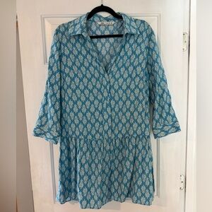 Zara Blue and White Patterned Dress